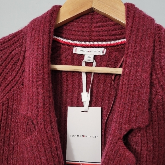 Tommy Hilfiger Maroon Preppy Peacoat Cardigan NWT - Picture 5 of 12